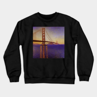 Golden Gate Bridge painting, Claude Monet style, oil on canvas Crewneck Sweatshirt